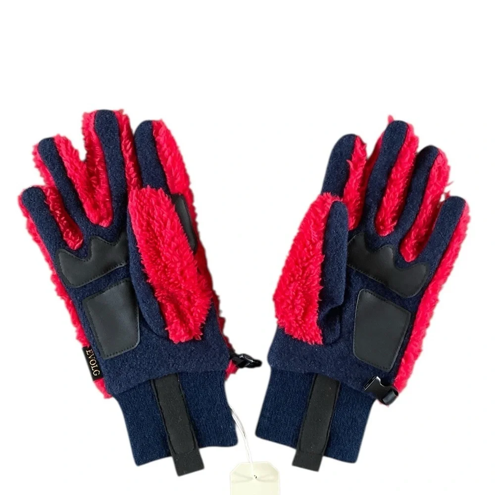EVOLG  Moco Fleece Tech Gloves NWT Wool Blend Red Rouge Navy Blue